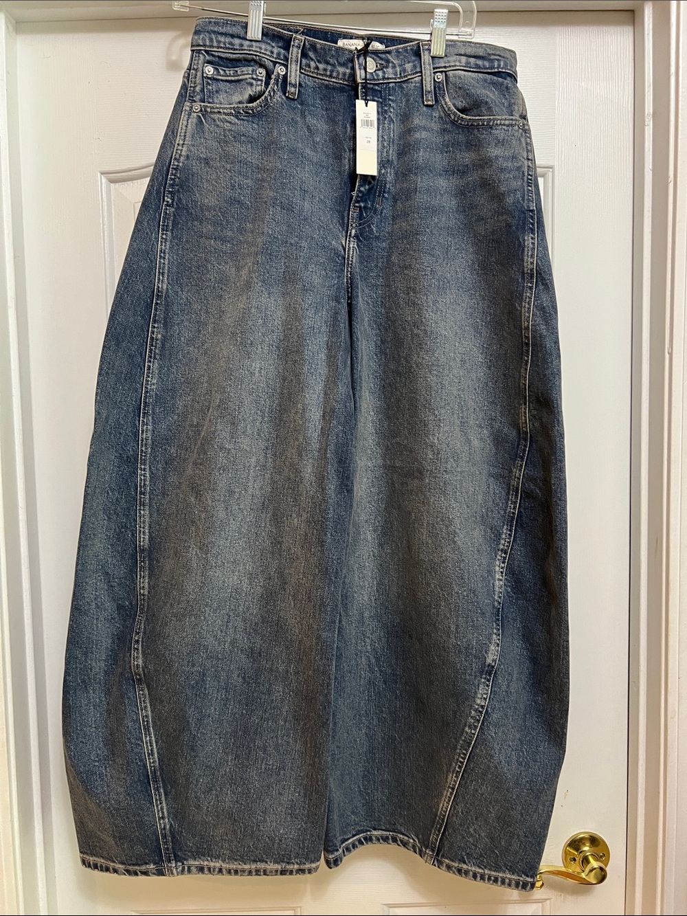 Banana Republic High Rise Loose Barrel Denim Jeans - Medium Blue Wash